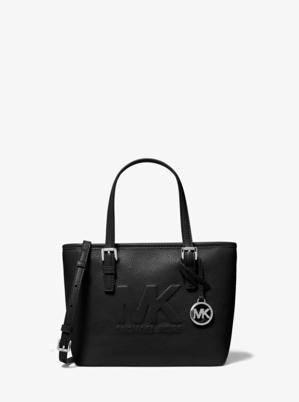 Damske Prenosná Taška Michael Kors Jet Set Travel Extra-Small Logo Embossed Pebbled Leather Čierne - Kabelky Michael Kors Nejlevnejsi | OWJPR-9670
